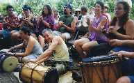 Image - Joining in during a village drum circle at the official opening of the Corbans Education & Arts Centre